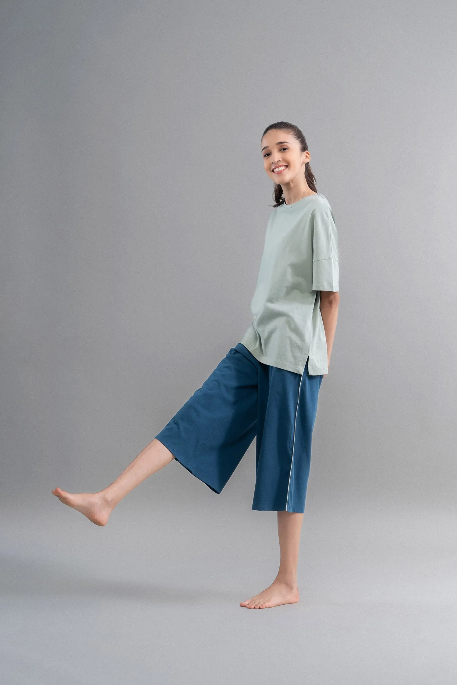Sage Teal Cotton Culotte Set