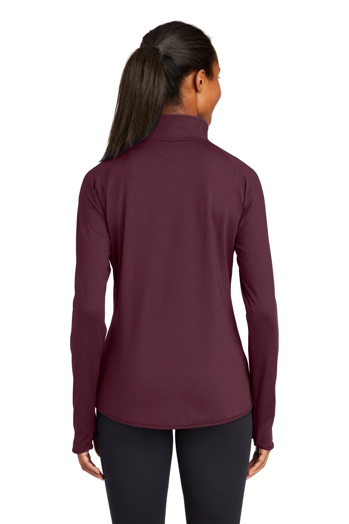 Sport-Tek Ladies Sport-Wick Stretch Customized 1/2-Zip Pullovers, Maroon