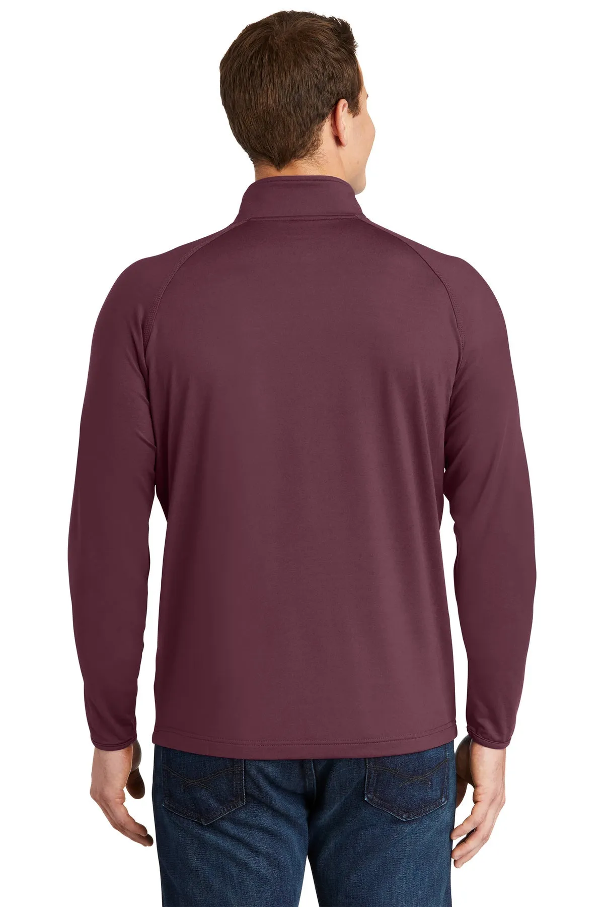 Sport-Tek Sport-Wick Stretch Branded 1/2-Zip Pullovers, Maroon