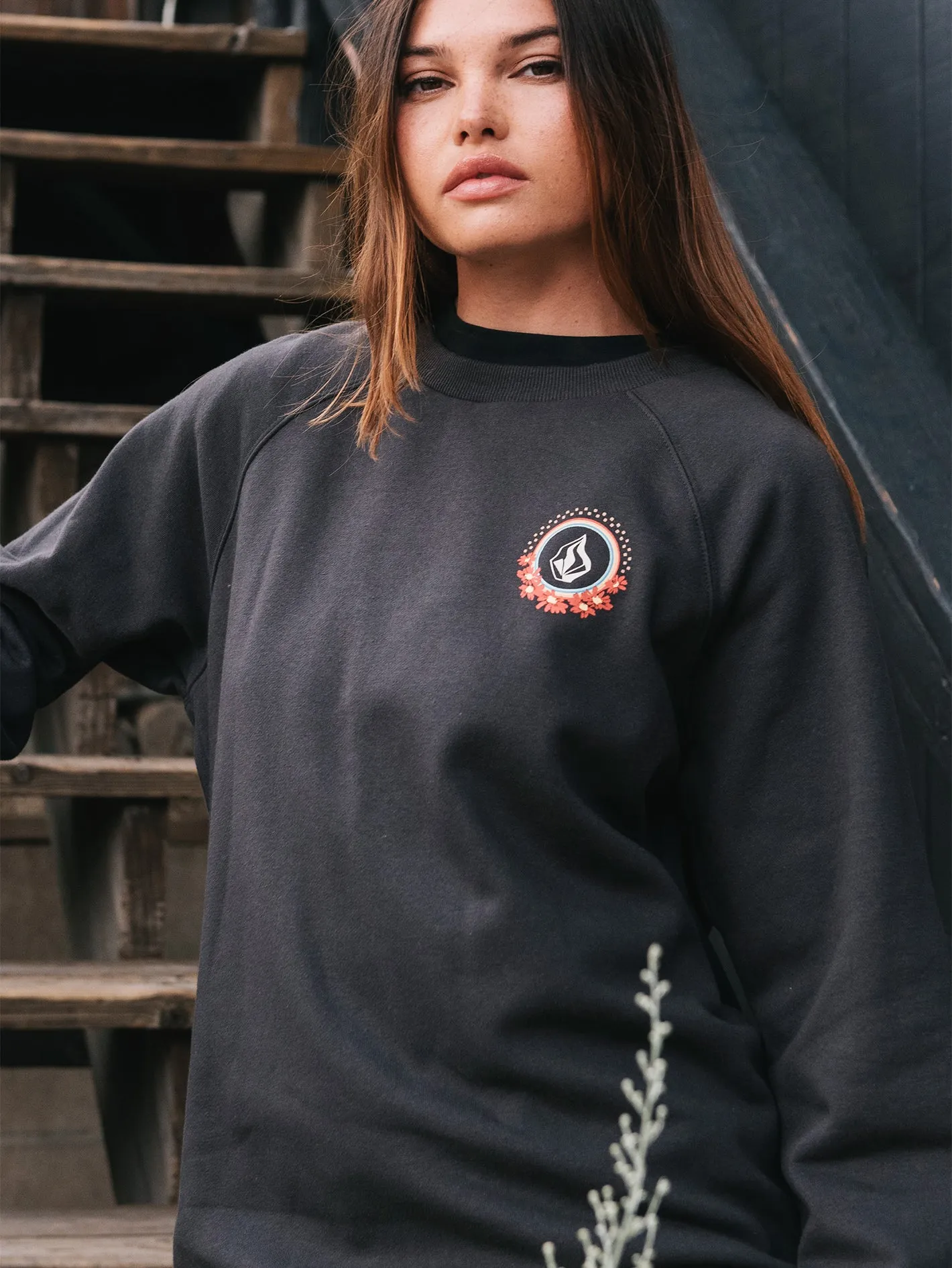 Stone Magic Boyfriend Crew Sweatshirt - Vintage Black