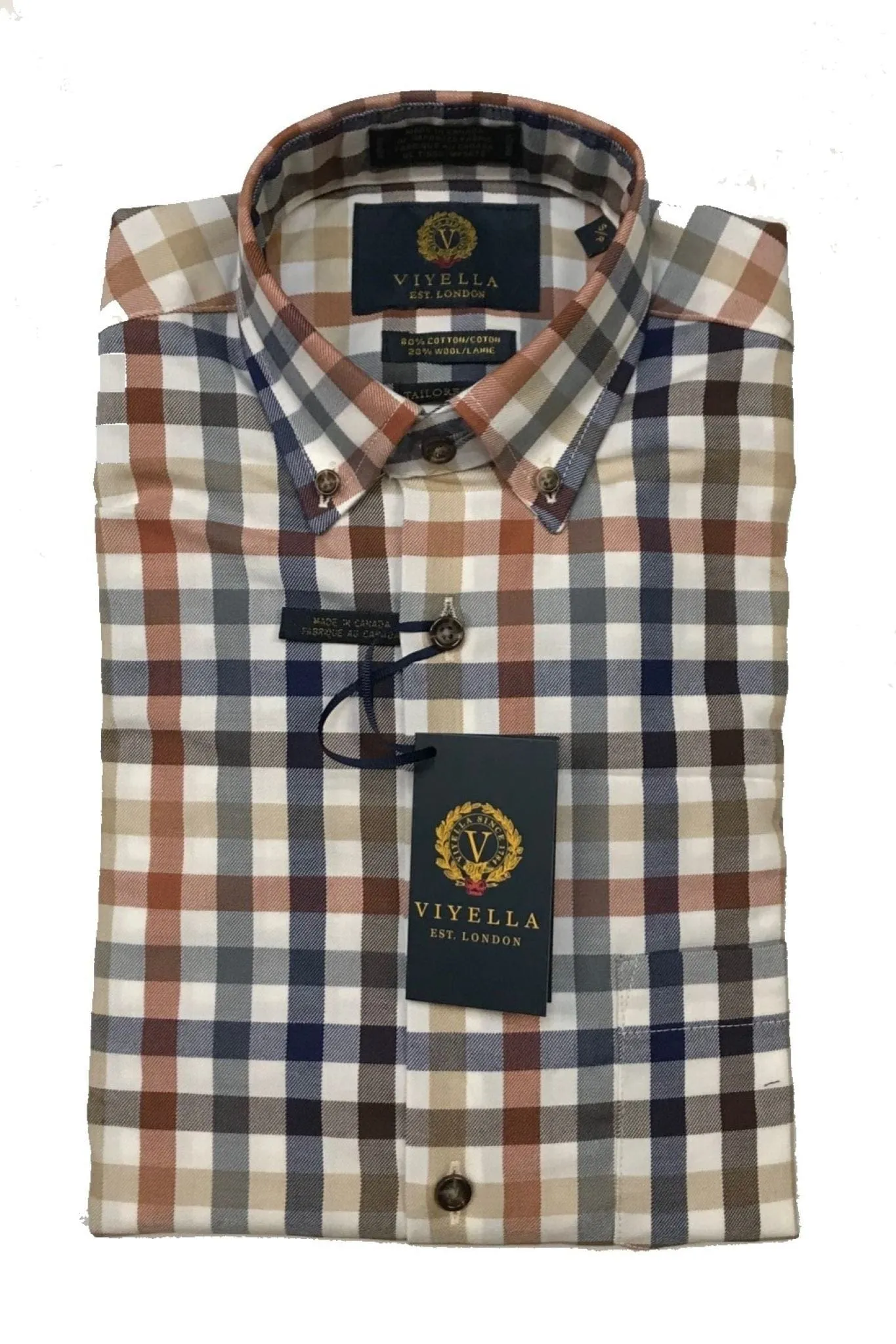 Tailored Fit Stylish Natural Gingham Long Sleeve Button Down Shirts