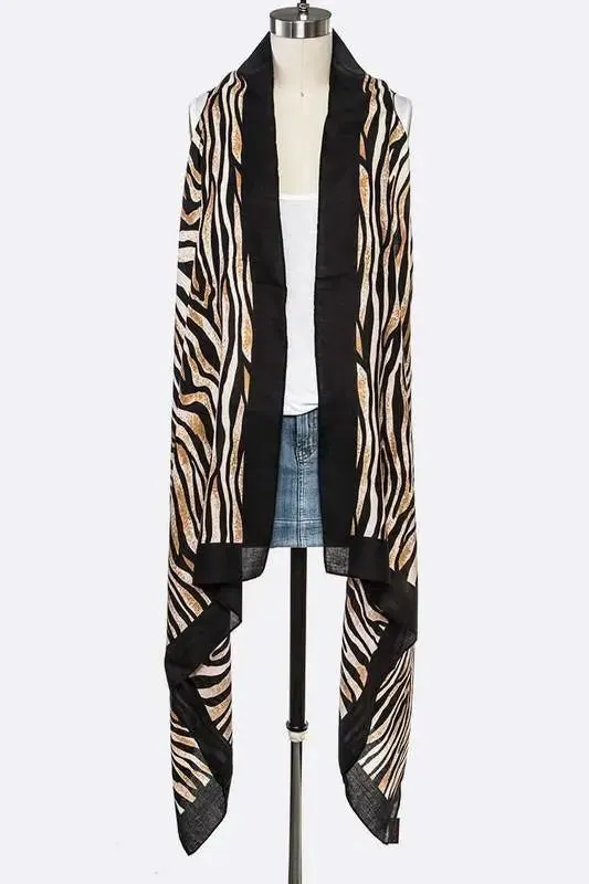 Tiger-Print Open Front Kimono Wrap