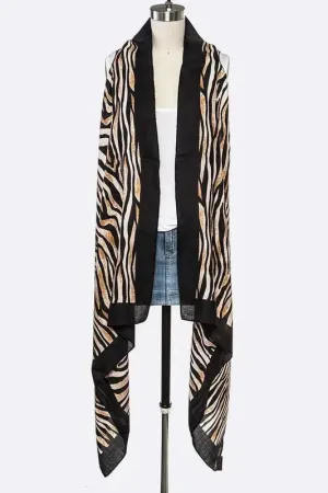Tiger-Print Open Front Kimono Wrap