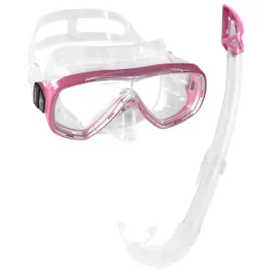 Used Cressi Adult Onda and Mexico Wide View Comfortable Snorkel Combo - Clear/Pink