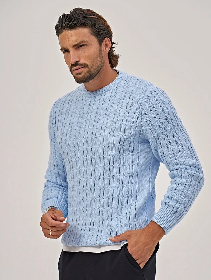WALTER CREWNECK SWEATER IN LIGHT BLUE