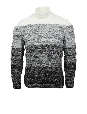 White and Black Turtleneck Sweaters Fashion Design Light Blend Slim Fit