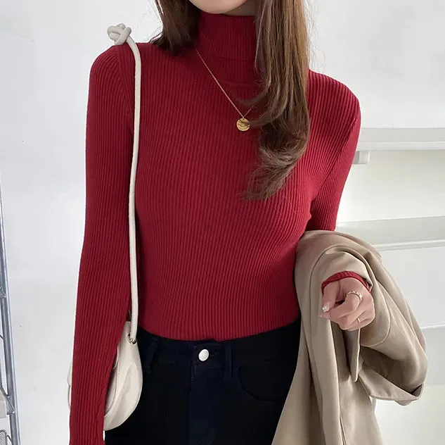 Women Fall Turtleneck Sweater Knitted Soft Pullovers , Basic Soft Sweaters For Women  Autumn Winter