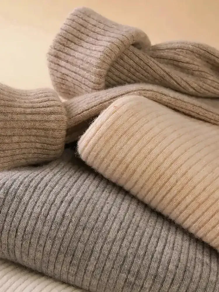 Women Fall Turtleneck Sweater Knitted Soft Pullovers , Basic Soft Sweaters For Women  Autumn Winter