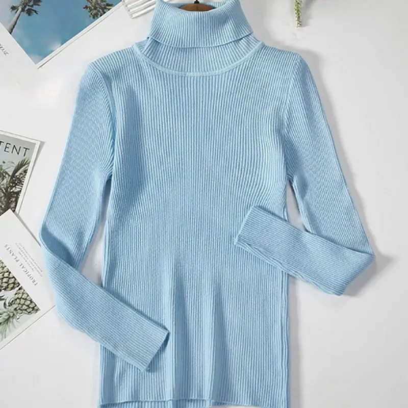 Women Fall Turtleneck Sweater Knitted Soft Pullovers , Basic Soft Sweaters For Women  Autumn Winter