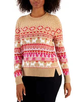 Women's Printed Sweater,Light Brown