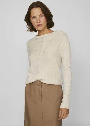 Women's Ribbed Knitted Sweater,Light Beige