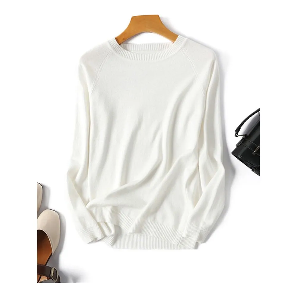 Women's Spring Autumn Long Sleeve Striped Knitted O-Neck Pullover Sweater