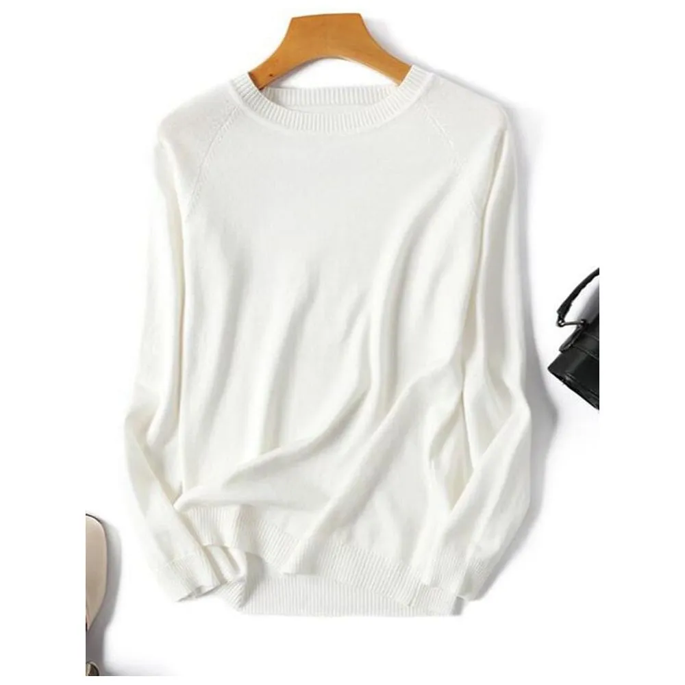 Women's Spring Autumn Long Sleeve Striped Knitted O-Neck Pullover Sweater