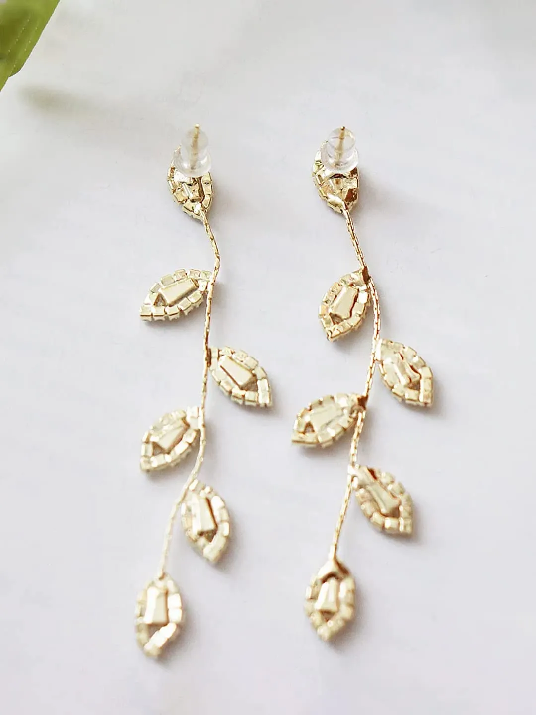 Yellow Chimes Earrings For Women Gold Tone Elegant Leaf Drop Long Dangle Earrings For Women and Girls