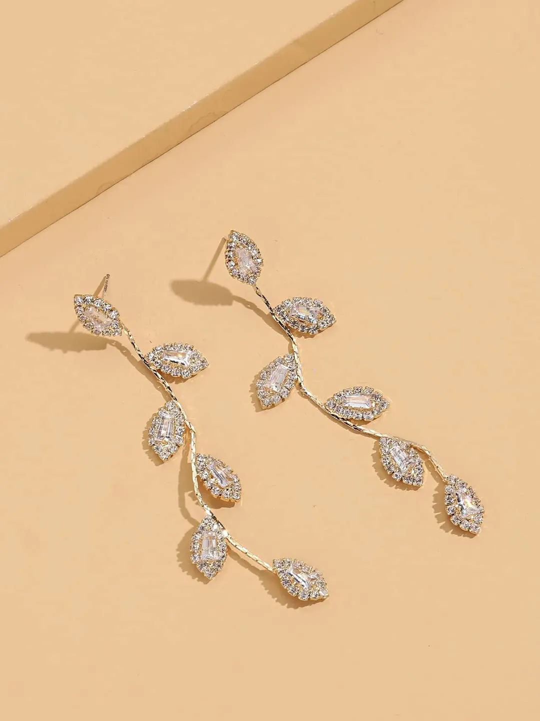 Yellow Chimes Earrings For Women Gold Tone Elegant Leaf Drop Long Dangle Earrings For Women and Girls