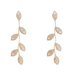 Yellow Chimes Earrings For Women Gold Tone Elegant Leaf Drop Long Dangle Earrings For Women and Girls
