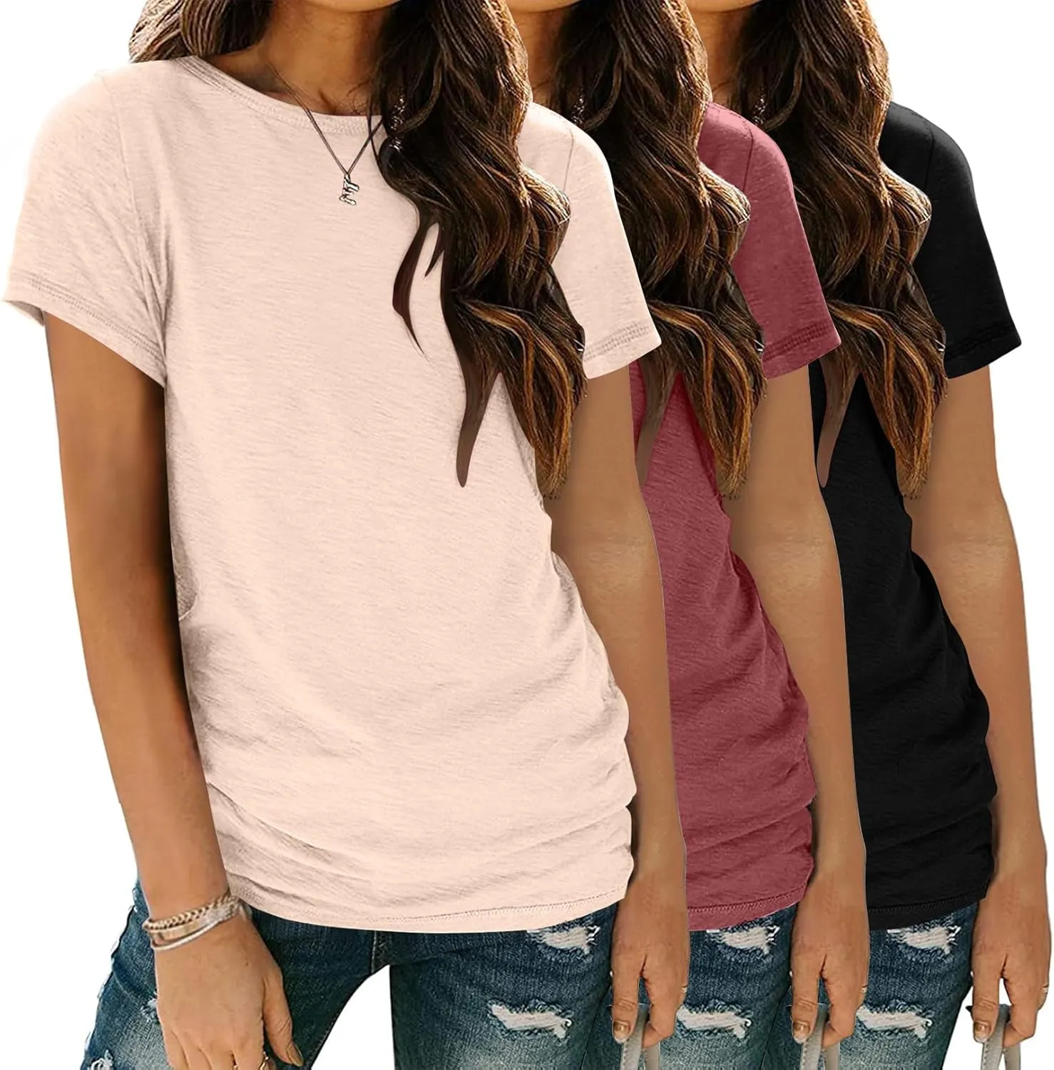 Zeagoo Womens 3 Pack T Shirts Basic Short Sleeve Tees