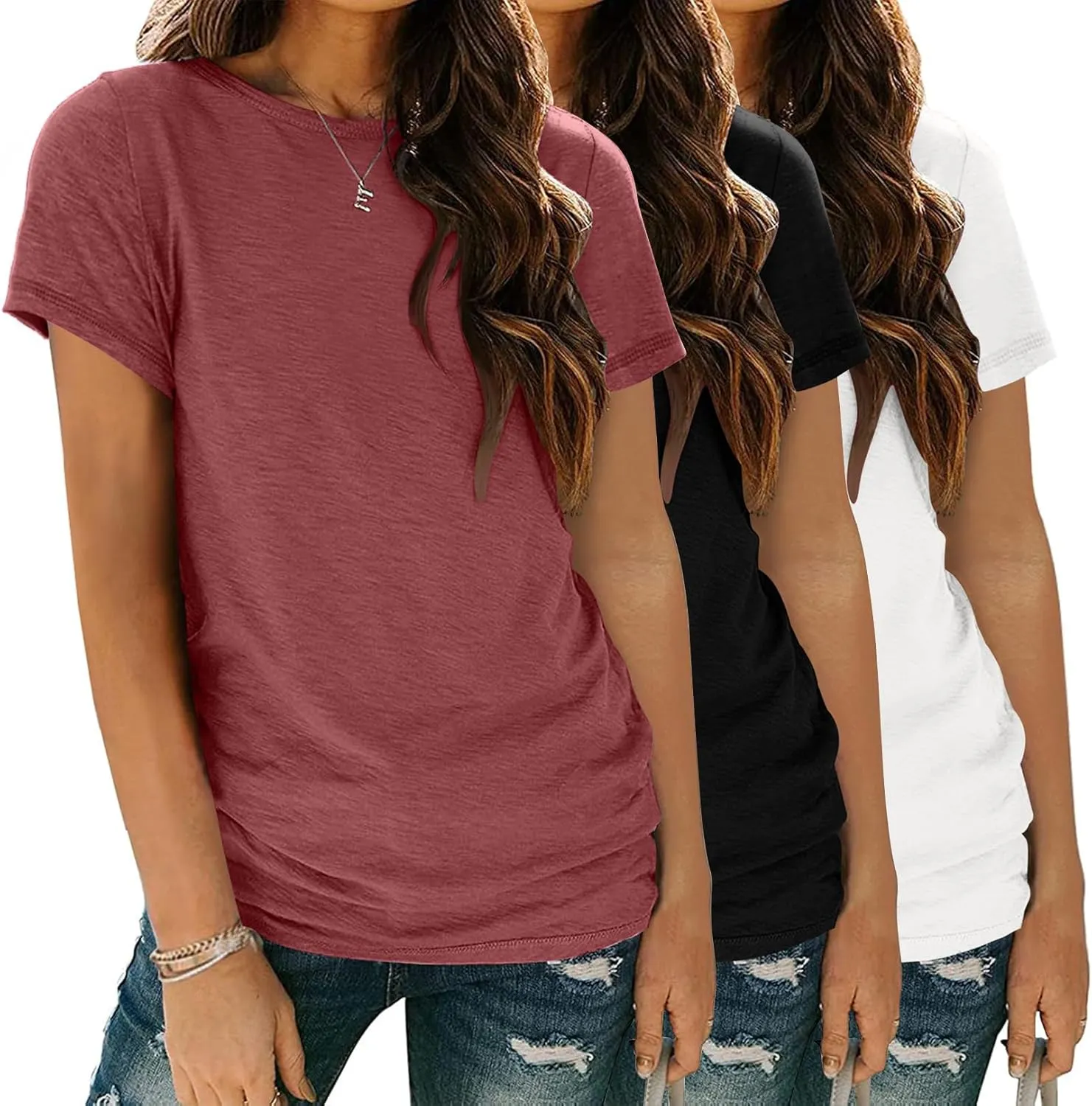 Zeagoo Womens 3 Pack T Shirts Basic Short Sleeve Tees