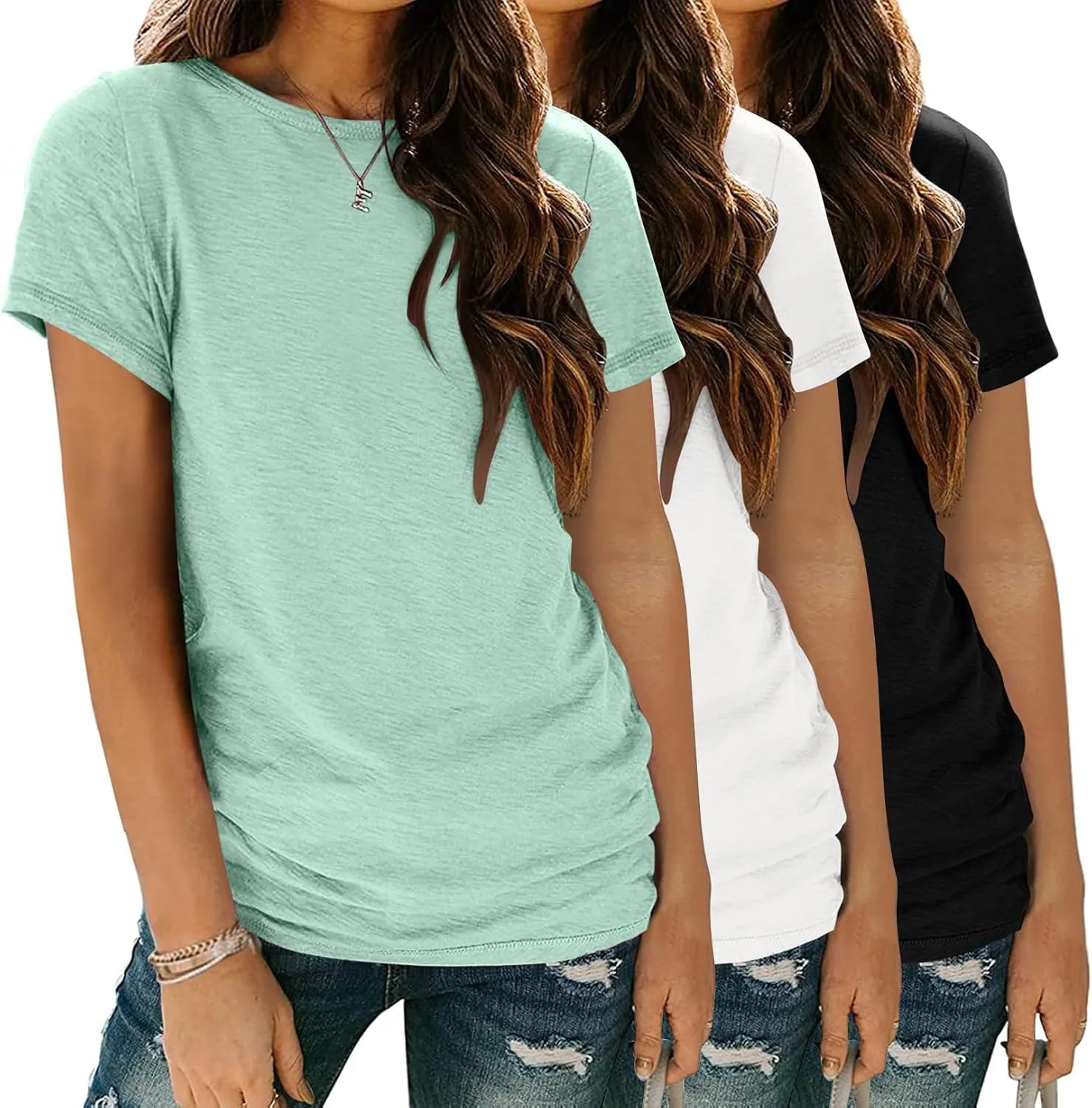 Zeagoo Womens 3 Pack T Shirts Basic Short Sleeve Tees