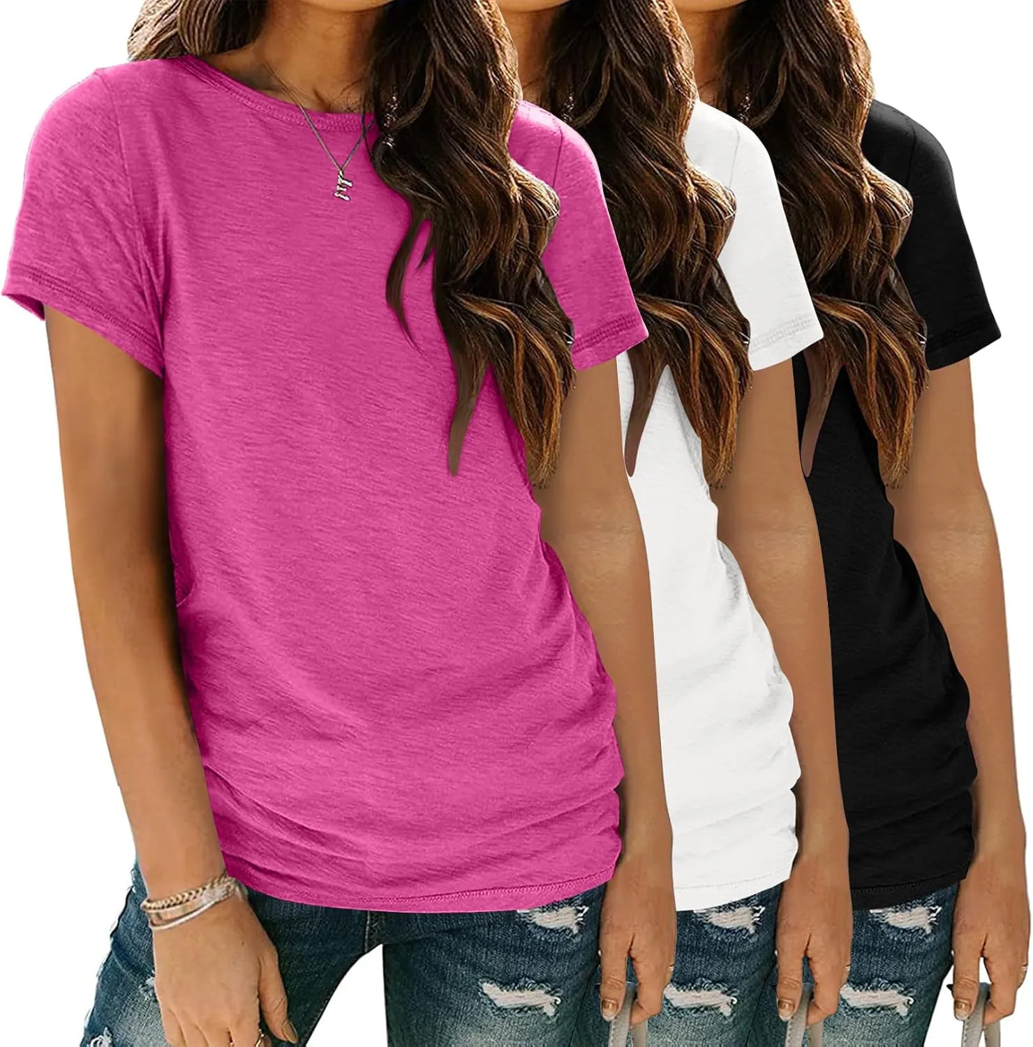 Zeagoo Womens 3 Pack T Shirts Basic Short Sleeve Tees