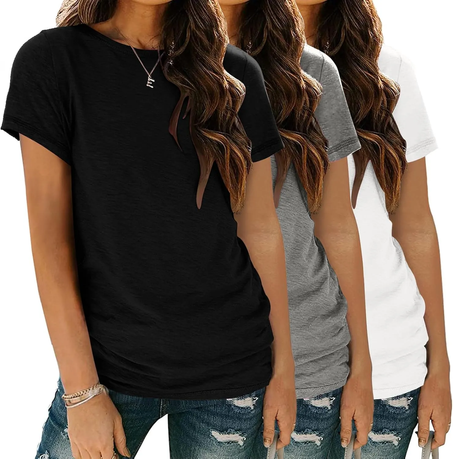 Zeagoo Womens 3 Pack T Shirts Basic Short Sleeve Tees