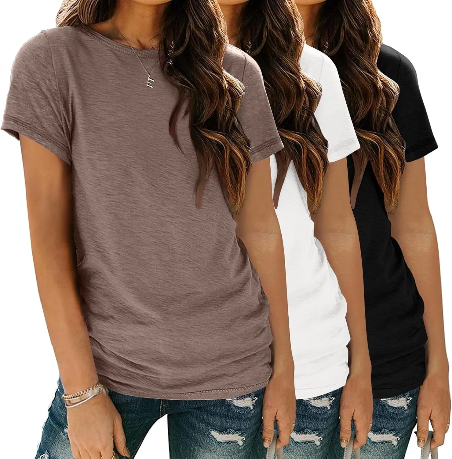Zeagoo Womens 3 Pack T Shirts Basic Short Sleeve Tees
