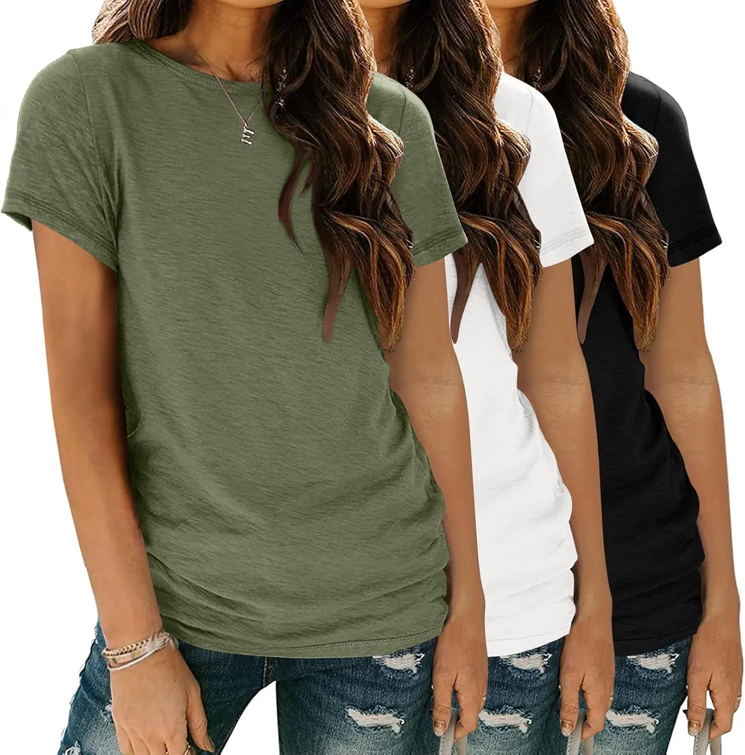 Zeagoo Womens 3 Pack T Shirts Basic Short Sleeve Tees