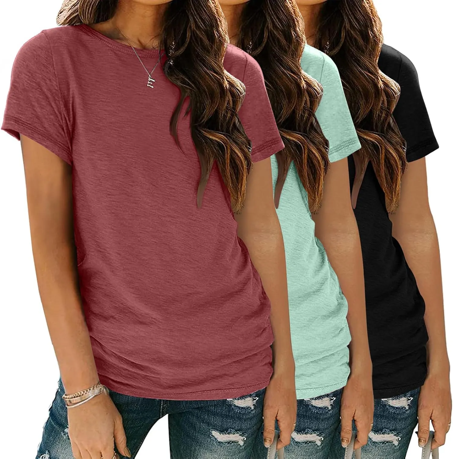 Zeagoo Womens 3 Pack T Shirts Basic Short Sleeve Tees